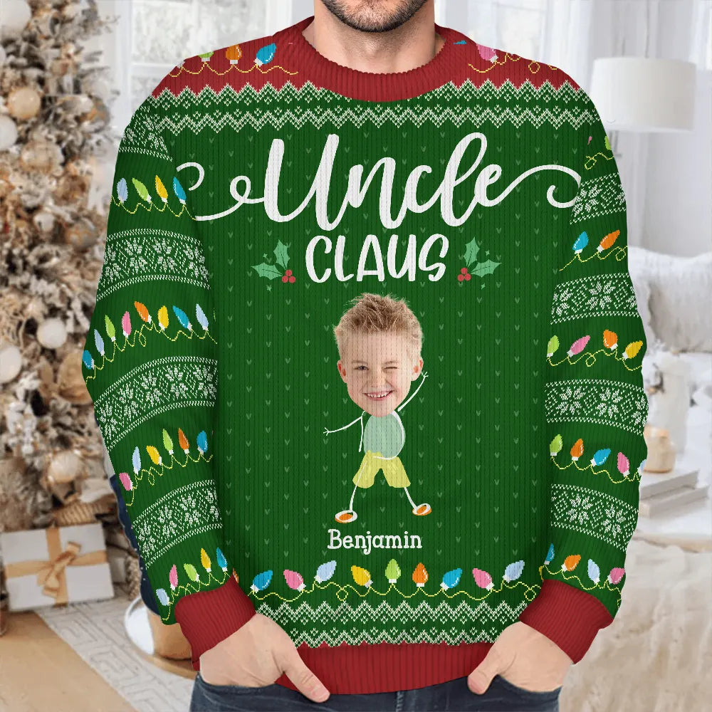 Custom Photo Papa Claus Nana Mama Dada - Personalized Unisex Ugly Sweater