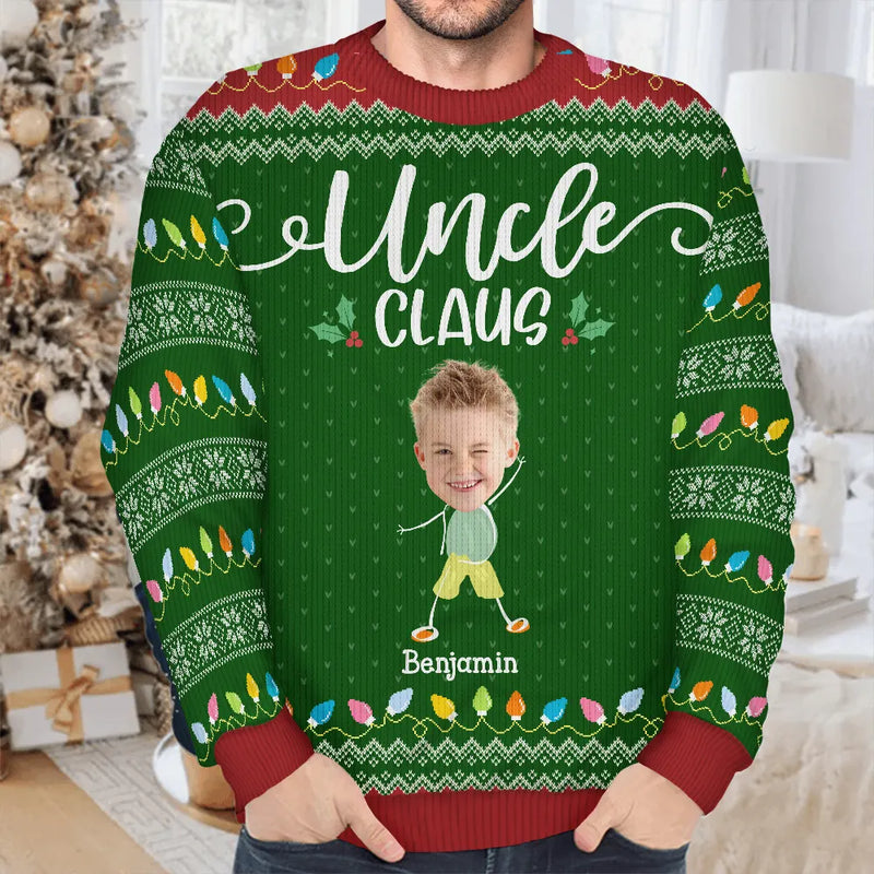 Custom Photo Papa Claus Nana Mama Dada - Personalized Unisex Ugly Sweater