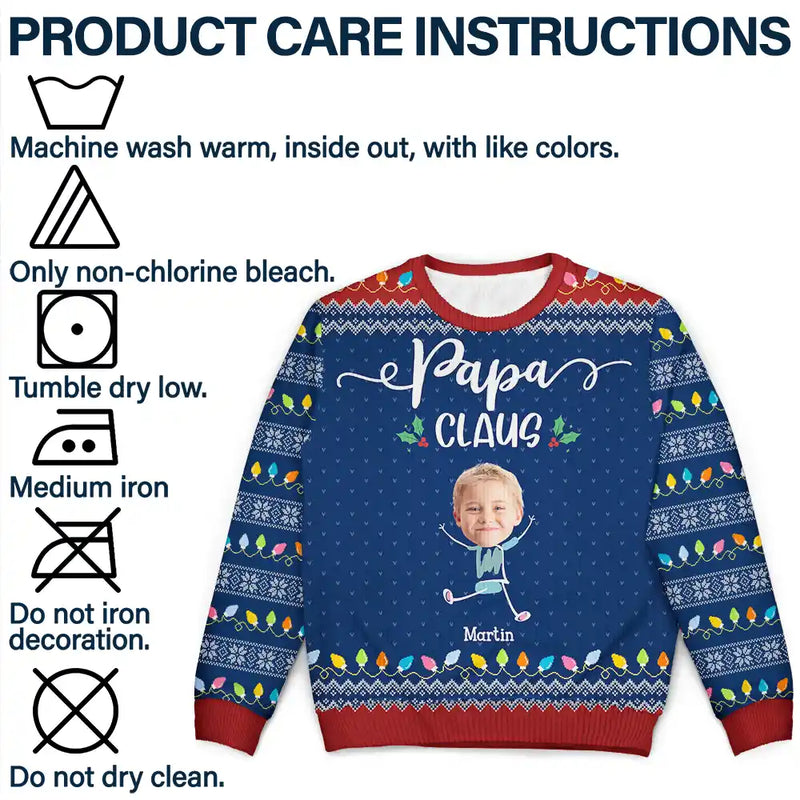 Custom Photo Papa Claus Nana Mama Dada - Personalized Unisex Ugly Sweater