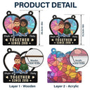 Heart Chibi Old Couple Together Since - Personalized Window Hanging Suncatcher Ornament