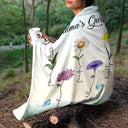 Couverture polaire personnalisée, couverture Sherpa, motif floral du mois de naissance de grand-mère et grand-mère 