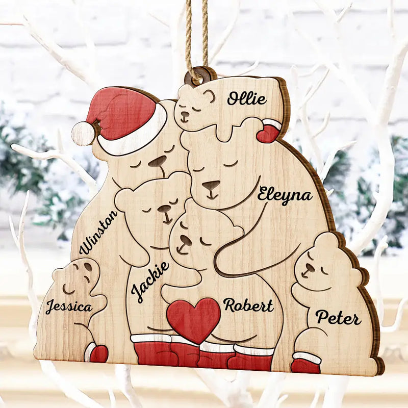 Famille d'ours de Noël - Décoration en bois personnalisée 