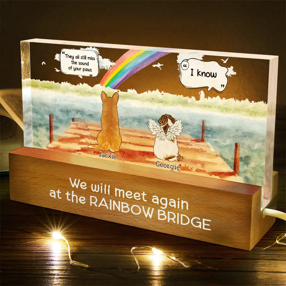 Mémorial pour animaux de compagnie « Ils parlent toujours de toi » - Lumière LED rectangulaire personnalisée 