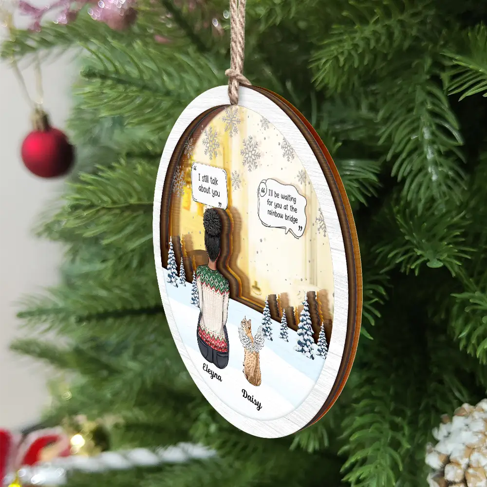 I Miss You Pet Memorial A Girl And Her Dogs - Personalized Mirror Ornament