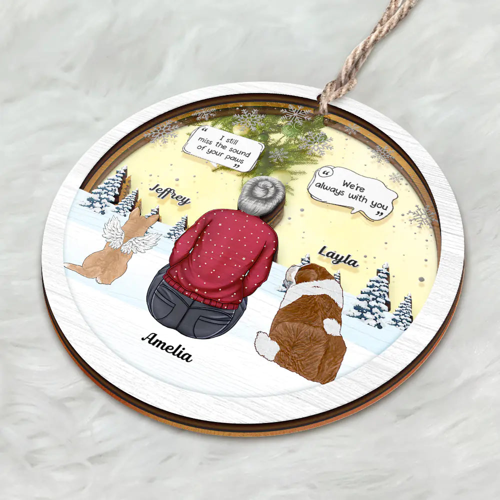 I Miss You Pet Memorial A Girl And Her Dogs - Personalized Mirror Ornament