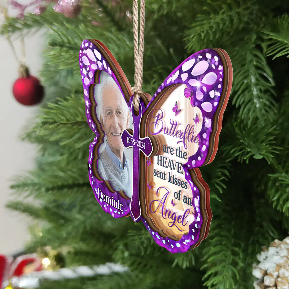 Custom Photo I Am Always With You Butterfly - Personalized Mirror Ornament