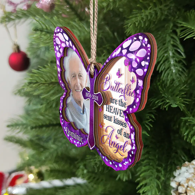 Custom Photo I Am Always With You Butterfly - Personalized Mirror Ornament