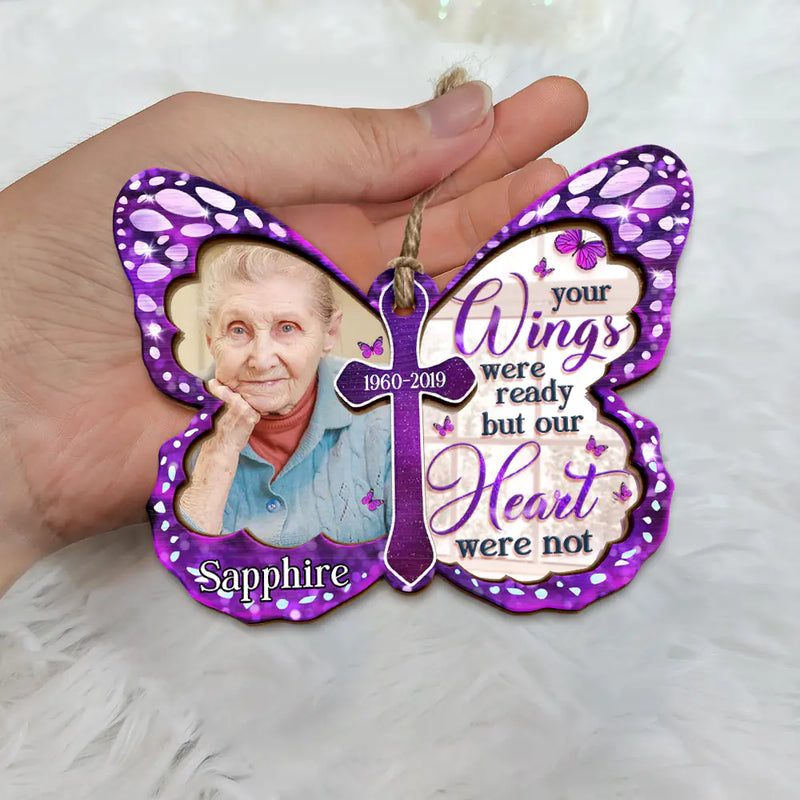 Custom Photo I Am Always With You Butterfly - Personalized Mirror Ornament