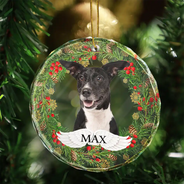 Ornement personnalisé en verre avec photo en souvenir d'un animal de compagnie - Décoration personnalisée en forme de cercle 