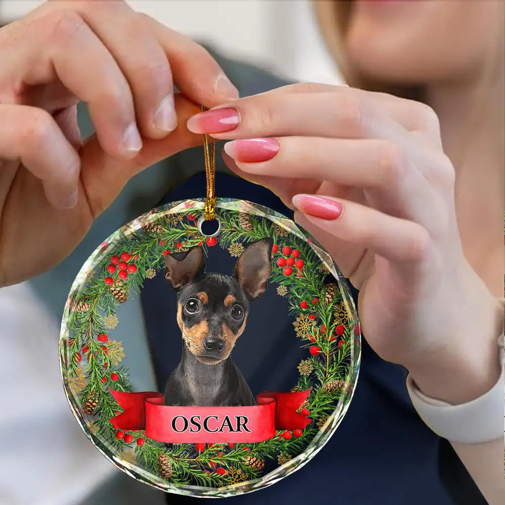 Ornement personnalisé en verre avec photo en souvenir d'un animal de compagnie - Décoration personnalisée en forme de cercle 