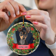 Ornement personnalisé en verre avec photo en souvenir d'un animal de compagnie - Décoration personnalisée en forme de cercle 