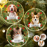 Ornement personnalisé en verre avec photo en souvenir d'un animal de compagnie - Décoration personnalisée en forme de cercle 