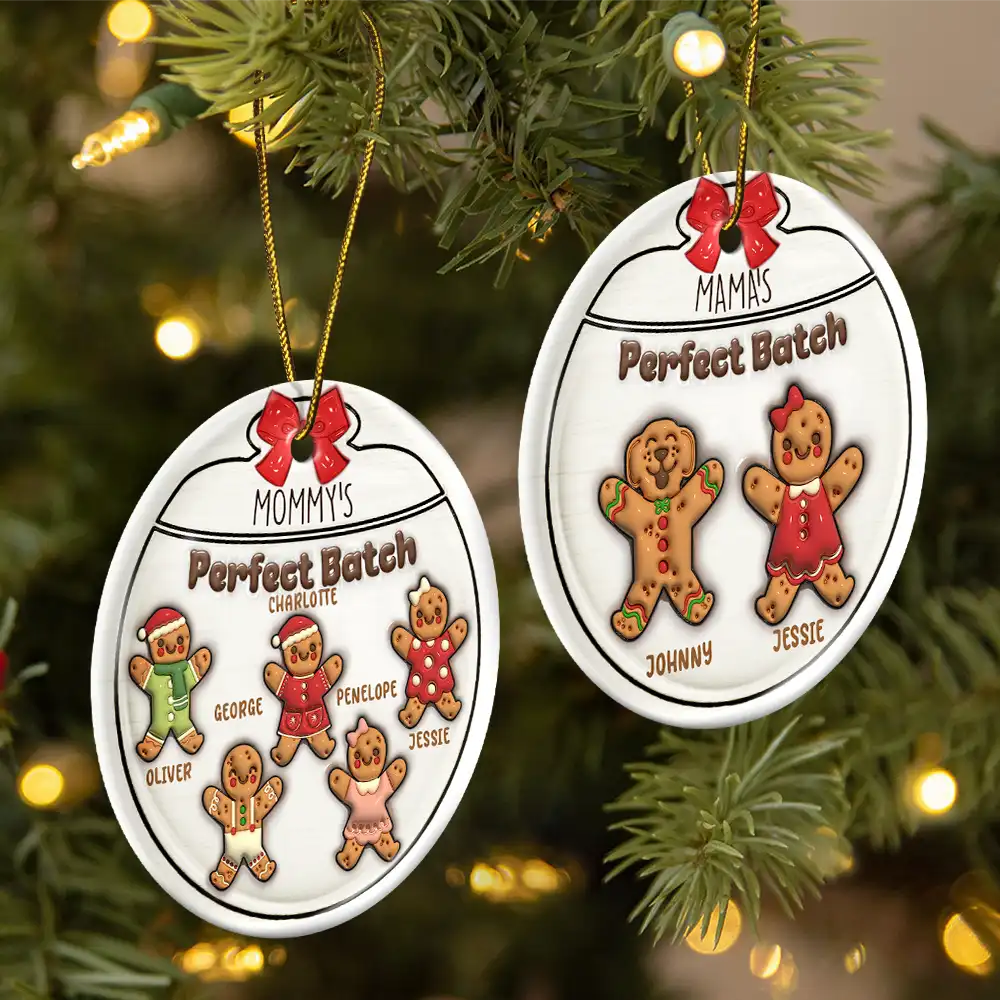 Gingerbread Cookies Grandma Grandpa Perfect Patch - 3D Inflated Effect Printed Personalized Circle Ceramic Ornament