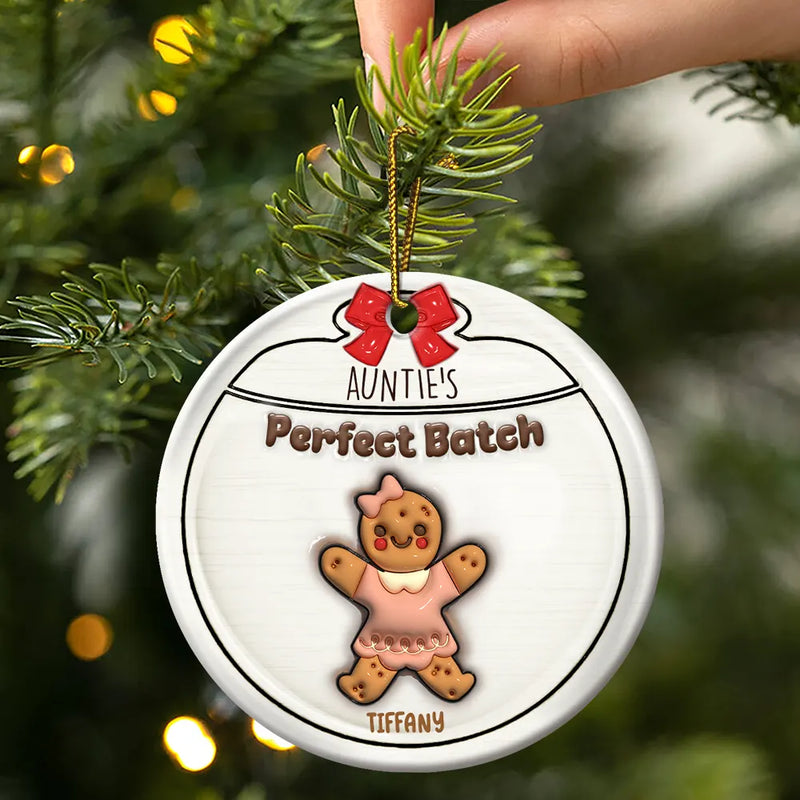 Gingerbread Cookies Grandma Grandpa Perfect Patch - 3D Inflated Effect Printed Personalized Circle Ceramic Ornament