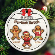 Gingerbread Cookies Grandma Grandpa Perfect Patch - 3D Inflated Effect Printed Personalized Circle Ceramic Ornament