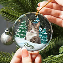 Custom Photo Pet Face Christmas Trees - Personalized Combo Circle Glass Ornament