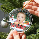 Custom Photo Kid's Face Chibi Style - Personalized Combo Circle Glass Ornament