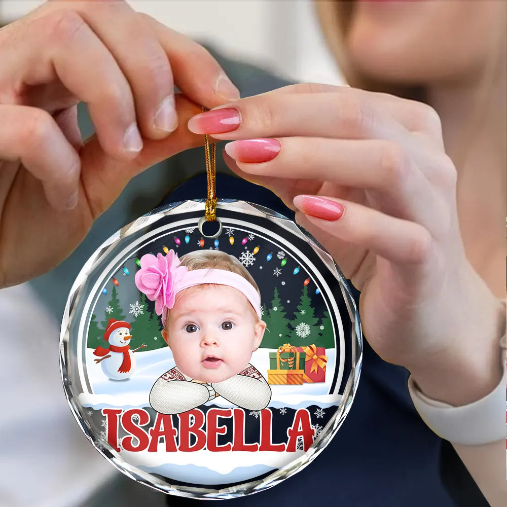 Custom Photo Kid's Face Chibi Style - Personalized Combo Circle Glass Ornament