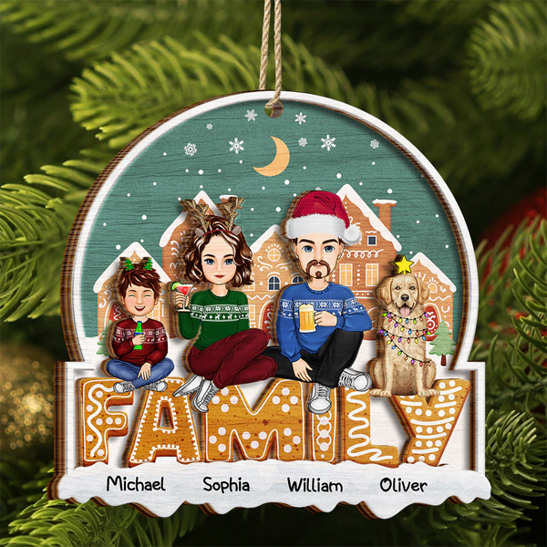 Cartoon Family And Pet Gingerbread Cookies - Personalized 2-Layered Wo – Wander Prints