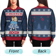 1er Noël en couple de dessin animé M. et Mme - Pull moche unisexe personnalisé 