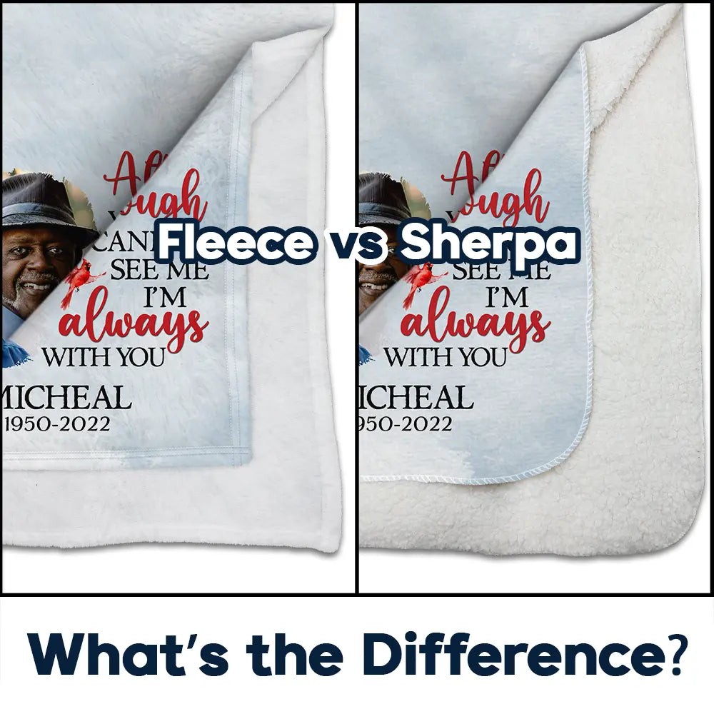 Memorial, Family - Custom Photo I'm Always With You Memorial - Personalized Fleece Blanket, Sherpa Blanket