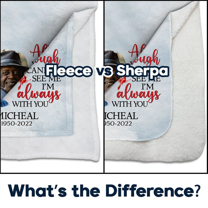 Memorial, Family - Custom Photo I'm Always With You Memorial - Personalized Fleece Blanket, Sherpa Blanket