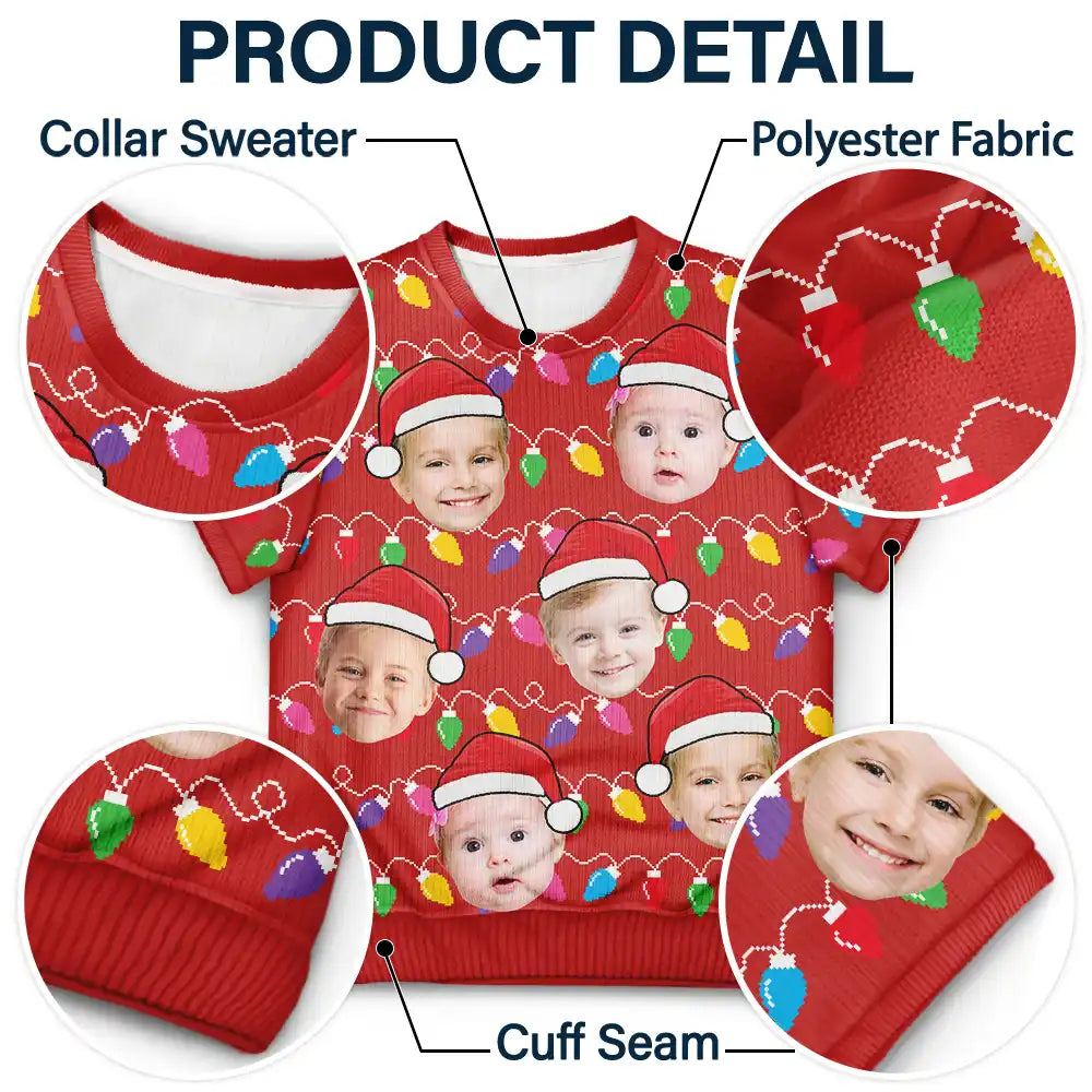 Christmas,Custom Photo,Family,Gift For Bestie,Funny,Continue Shopping - Custom Photo Santa Hat Funny Family Face - Personalized Short Sleeve Sweater