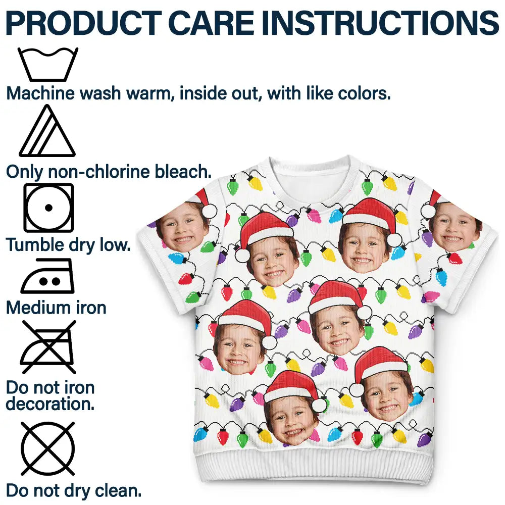 Christmas,Custom Photo,Family,Gift For Bestie,Funny,Continue Shopping - Custom Photo Santa Hat Funny Family Face - Personalized Short Sleeve Sweater