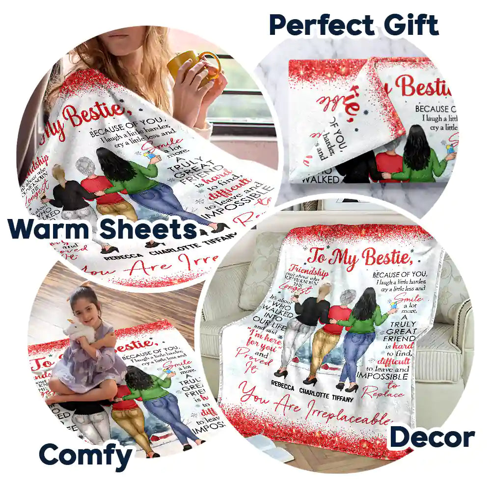 Gift For Bestie - A Truly Great Friend Is Hard To Find You Are Irreplaceable - Personalized Fleece Blanket, Sherpa Blanket