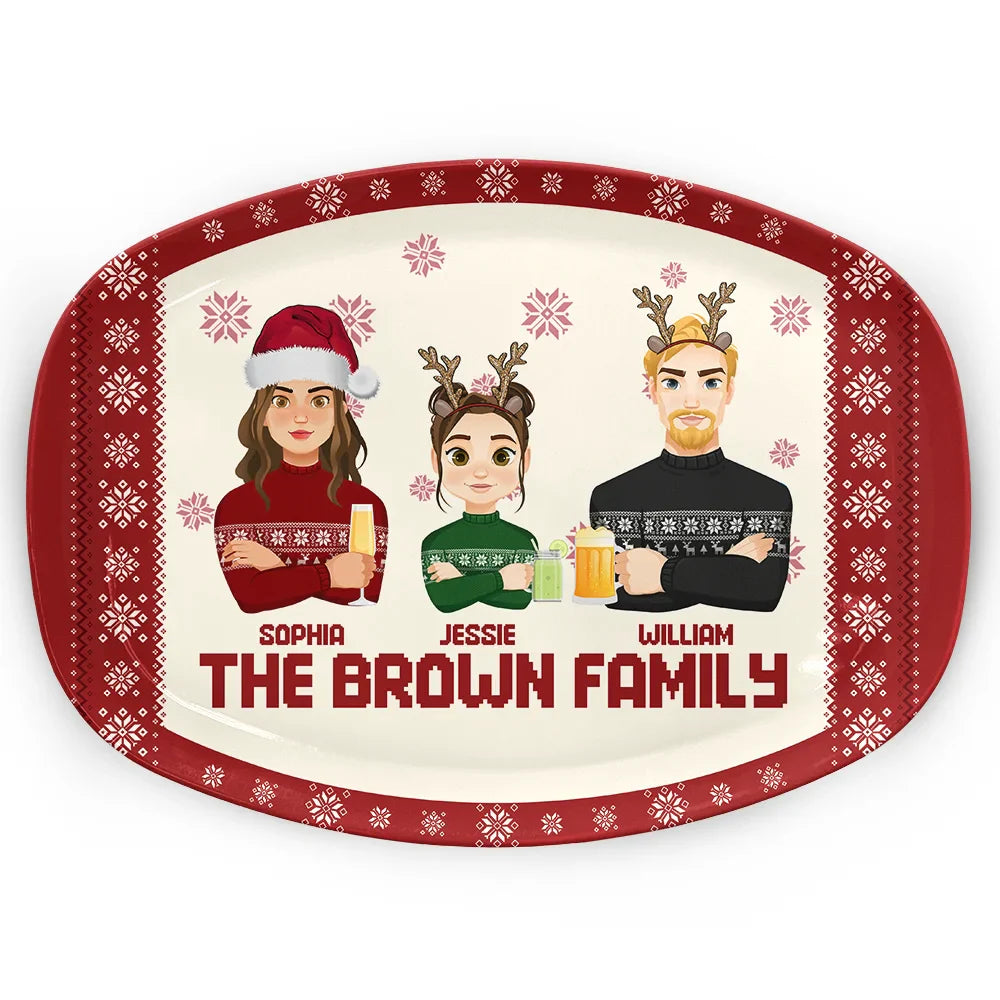 Flat Art Family Grandparents, Parents, Kids, Friends - Personalized Plate