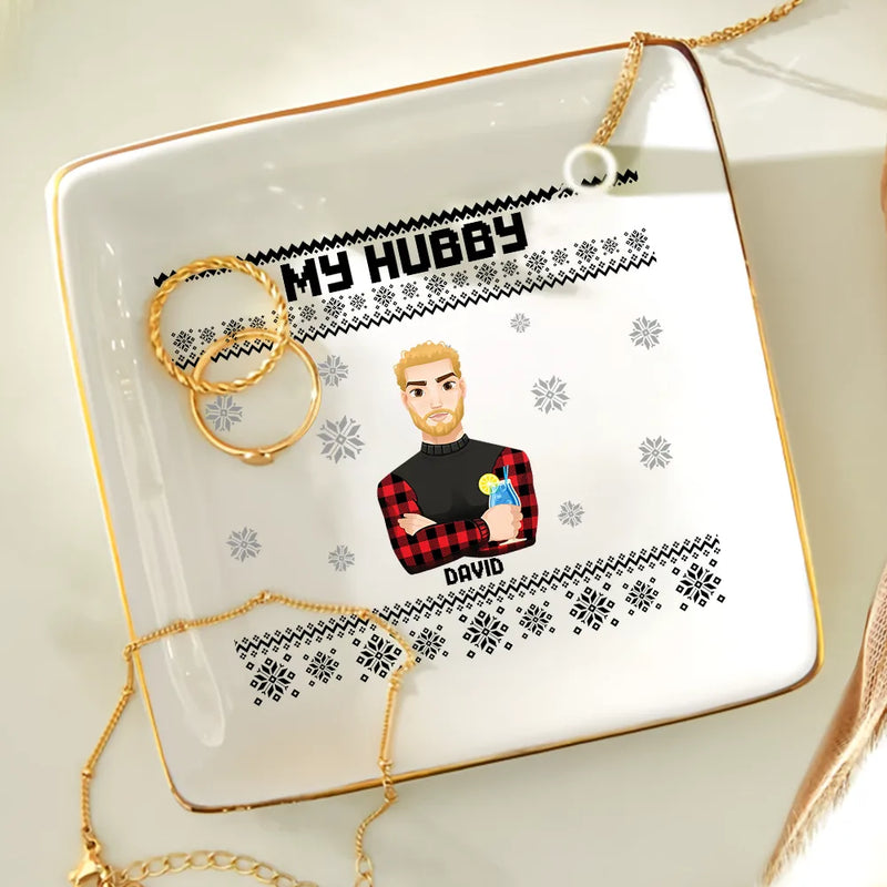 Christmas,Family,Gift For Bestie,Continue Shopping,Happy - Flat Art Family Grandparents, Parents, Kids, Friends - Personalized Ring Dish