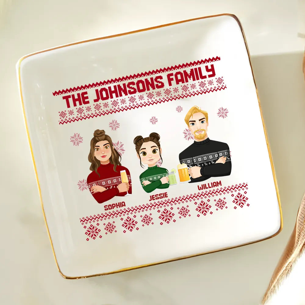 Flat Art Family Grandparents, Parents, Kids, Friends - Personalized Ring Dish
