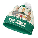 Family, Gift For Bestie - Flat Art Family Grandparents, Parents, Kids, Friends - Personalized Bobble Beanie Hat