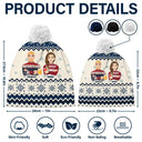 Family, Gift For Bestie - Flat Art Family Grandparents, Parents, Kids, Friends - Personalized Bobble Beanie Hat