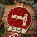 Family - Custom Family Name Snow Globe Crossword Scrabble - Personalized Custom Shaped Wooden Ornament