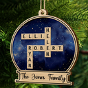 Family - Custom Family Name Snow Globe Crossword Scrabble - Personalized Custom Shaped Wooden Ornament