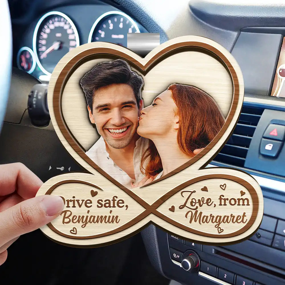 Gift For Couples - Custom Photo Drive Safe Husband Love From Wife - Personalized Custom Shaped Car Visor Clip