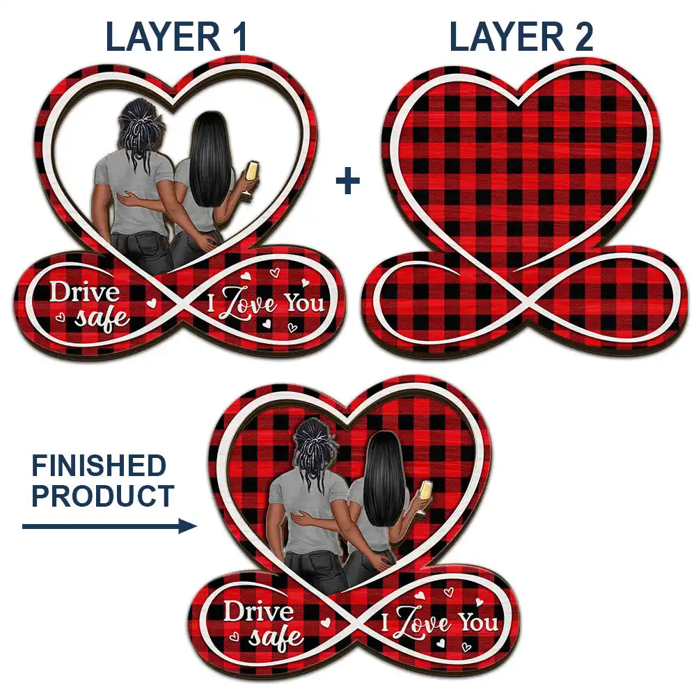 Conduisez prudemment, je t'aime à mon mari de la part de ma femme, couple - Clip de pare-soleil de voiture personnalisé