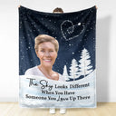 Family, Parents, Gift For Grandparents, Gift For Sibling, Memorial - Custom Photo The Sky Looks Different Memorial Family - Personalized Fleece Blanket, Sherpa Blanket
