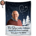 Family, Parents, Gift For Grandparents, Gift For Sibling, Memorial - Custom Photo The Sky Looks Different Memorial Family - Personalized Fleece Blanket, Sherpa Blanket
