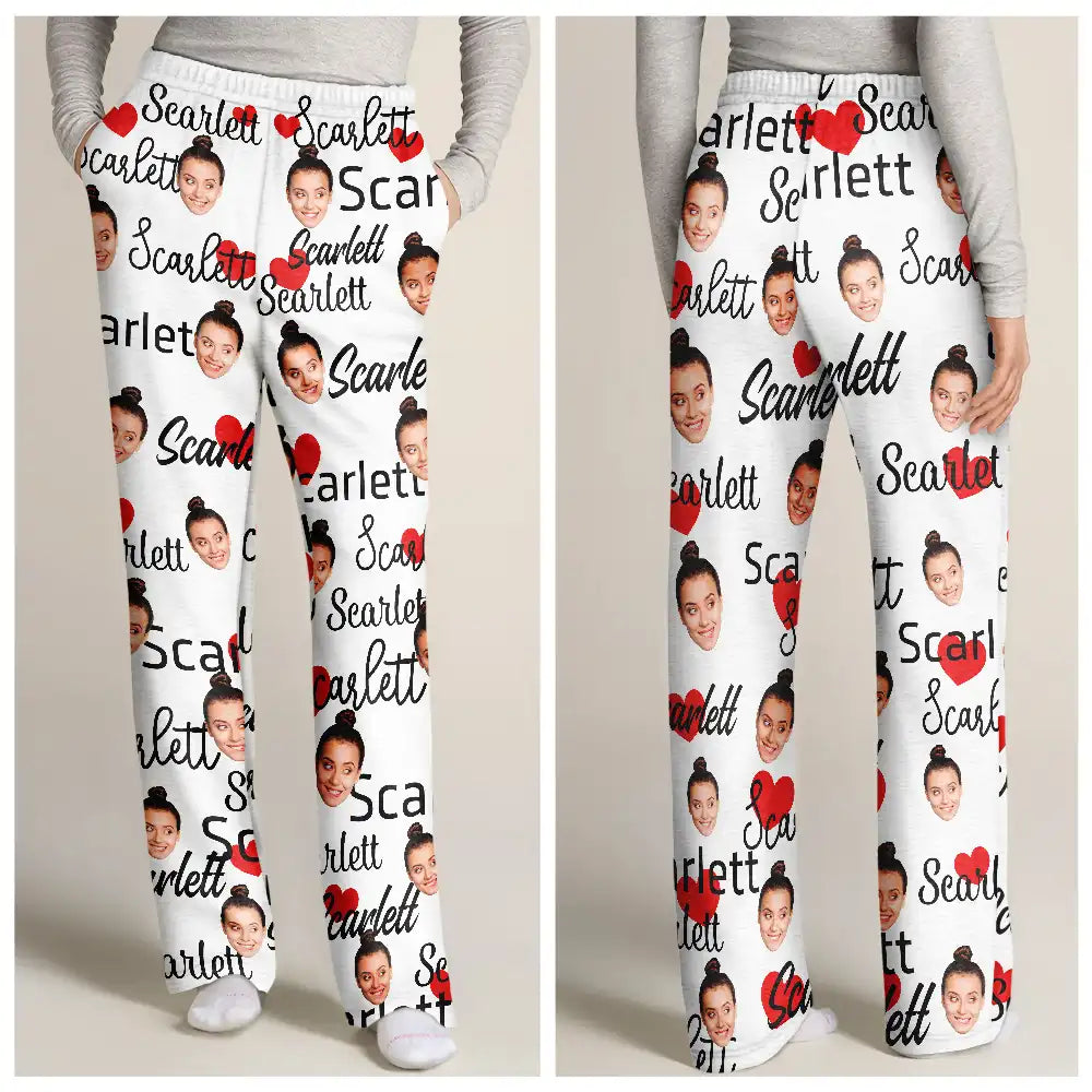 Gift For Couples, Gift For Husband - Custom Photo And Name Of Wife For Husband - Personalized Pajama Pants
