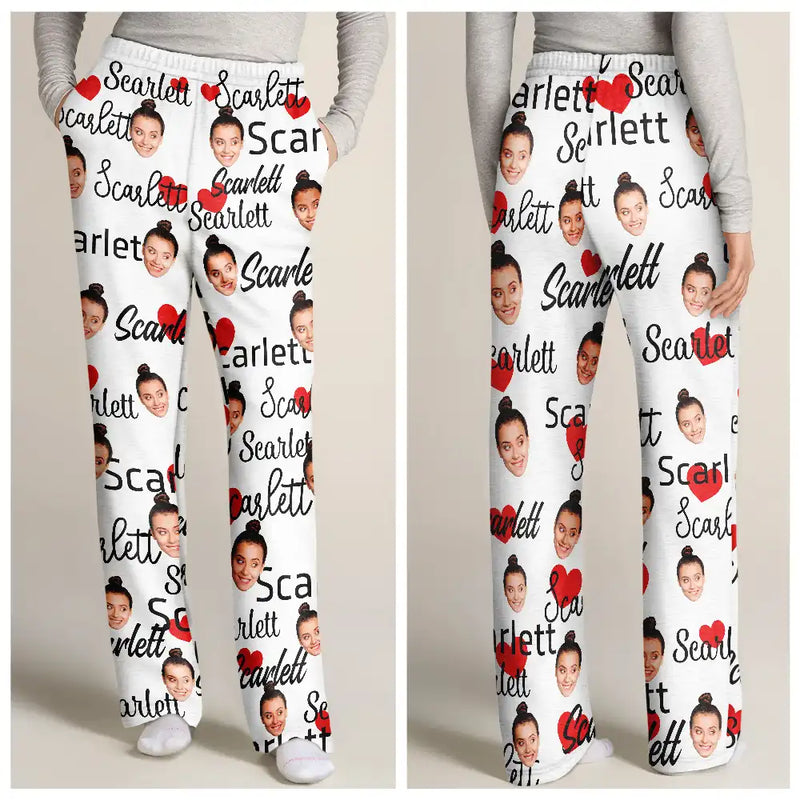 Gift For Couples, Gift For Husband - Custom Photo And Name Of Wife For Husband - Personalized Pajama Pants

