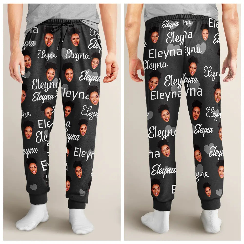 Gift For Couples, Gift For Husband - Custom Photo And Name Of Wife For Husband - Personalized Pajama Pants
