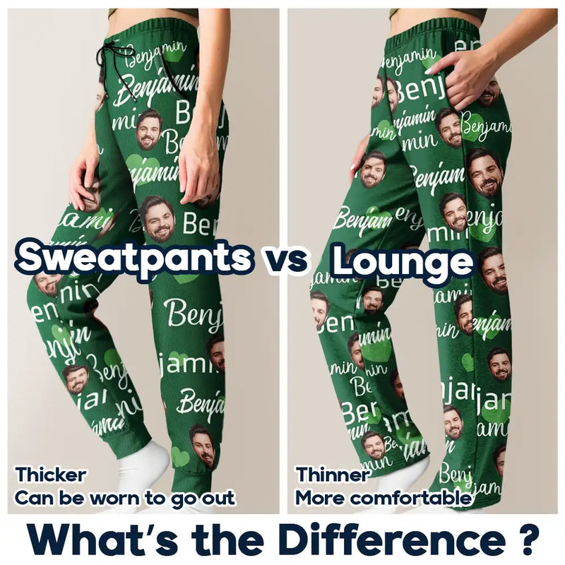 Gift For Couples, Gift For Husband - Custom Photo And Name Of Wife For Husband - Personalized Pajama Pants
