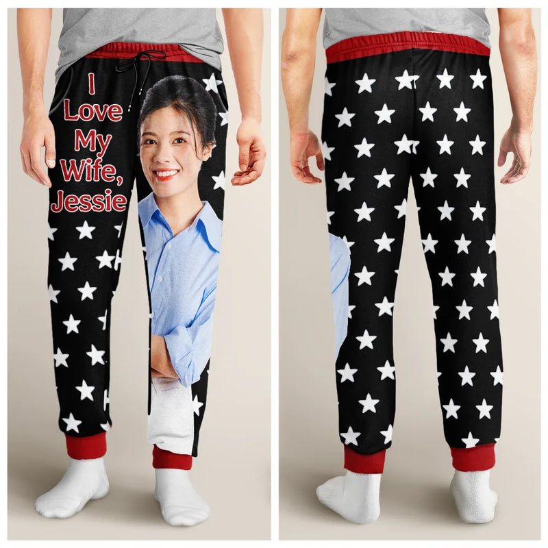 Gift For Couples, Gift For Husband - Custom Photo For Husband I Love My Wife - Personalized Pajama Pants