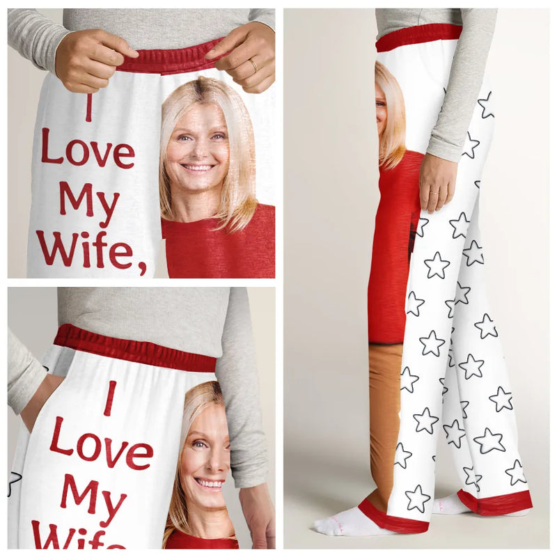 Gift For Couples, Gift For Husband - Custom Photo For Husband I Love My Wife - Personalized Pajama Pants