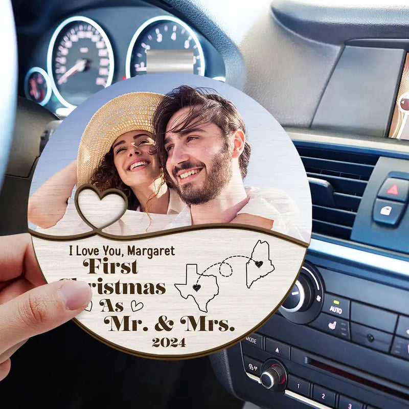 Gift For Couples, Gift For Father, Family - Custom Photo When You Are Family The Miles Don't Matter - Personalized Custom Shaped Car Visor Clip
