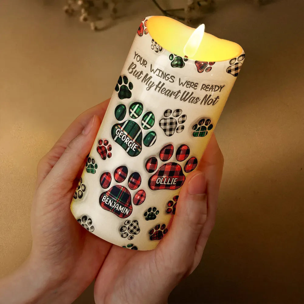 Pet Lovers - Memorial Dog Cat You Left Paw Prints On My Heart - 3D Inflated Effect Printed, Personalized Flameless LED Candle