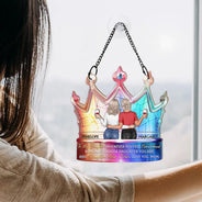 Mom - Daughters (Adult),Love - My Daughter Remember Whose Daughter You Are And Straighten Your Crown - Personalized Window Hanging Suncatcher Ornament