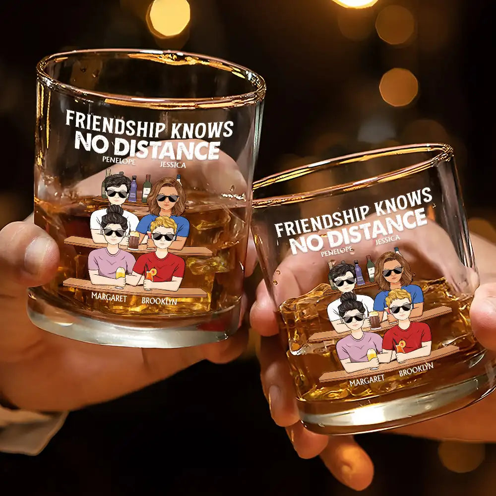 Gift For Brothers, Gift For Bestie - Long Distance Never Too Far To Drink Together - Personalized Whiskey Glass